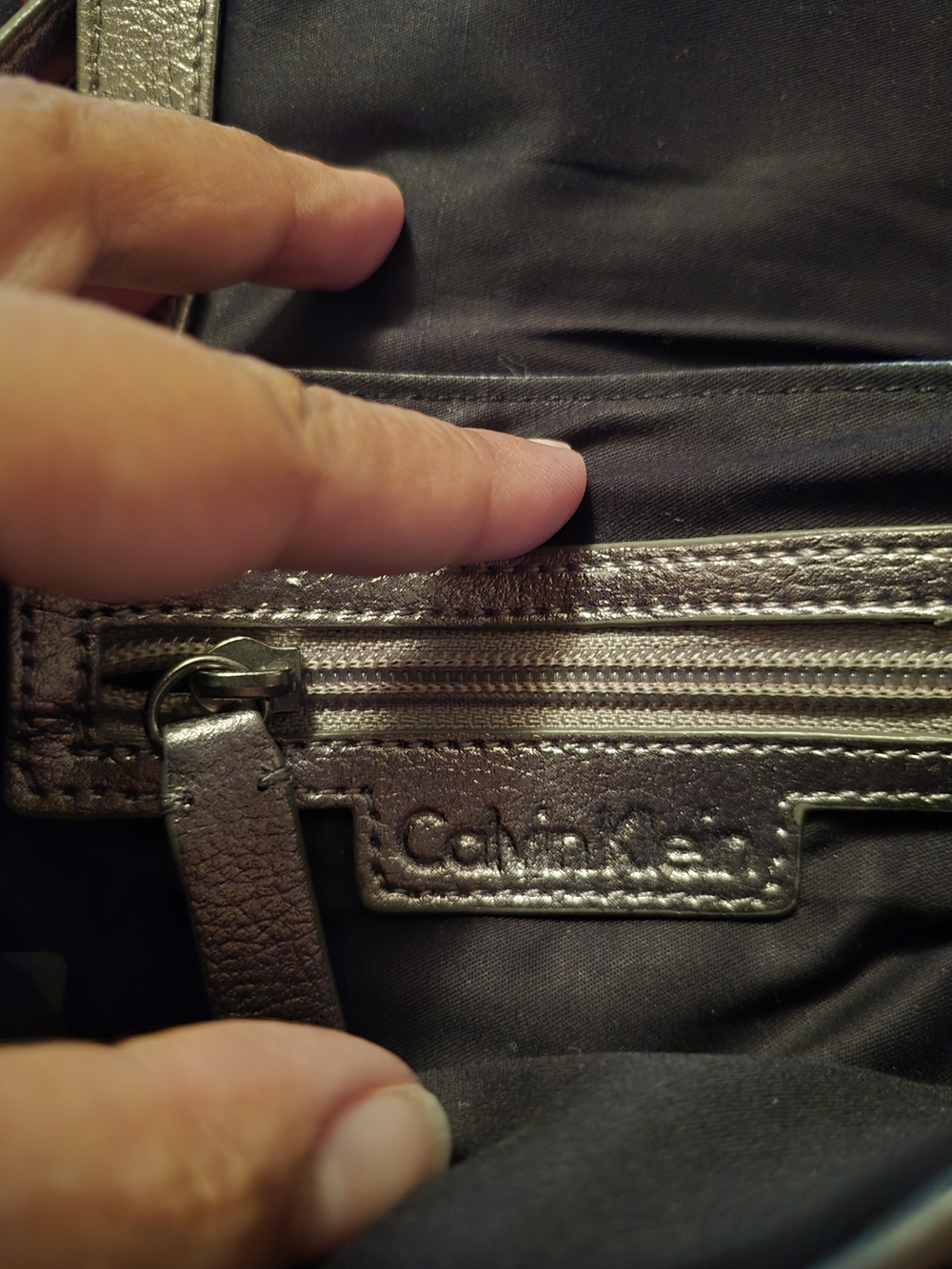 NWOT Calvin Klein Metallic Silver Crossbody Mini Purse